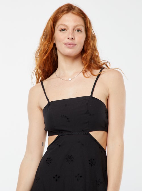 Halflange jurk met opengewerkt detail aan weerszijden - Kiabi