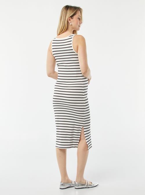 Halflange jurk met ribtextuur en borstvoedingssluiting - Kiabi