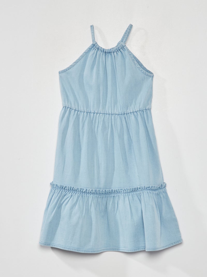 Halflange jurk met schouderbandjes BLAUW - Kiabi