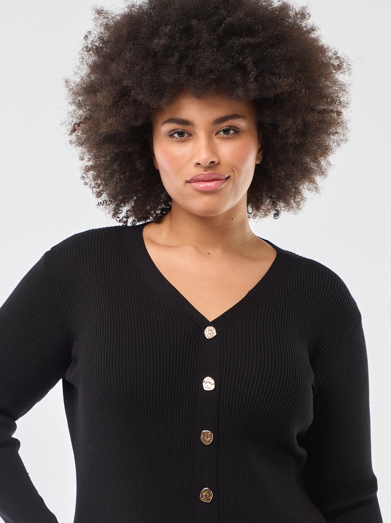 Halflange jurk/vestje van zware ribstof zwart - Kiabi