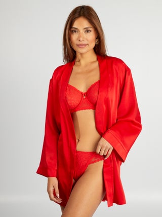 Halflange kimono met satijnglans