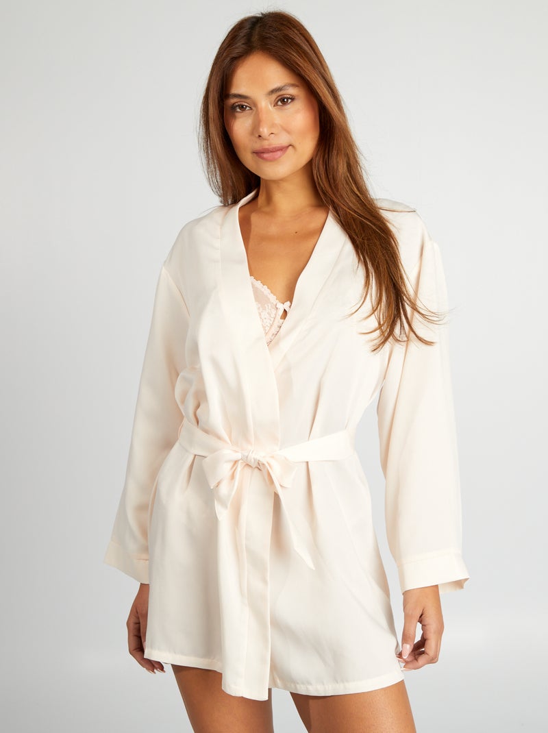 Halflange kimono met satijnglans ROSE - Kiabi