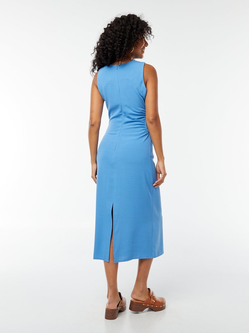 Halflange, mouwloze jurk met ajour opzij Blauw - Kiabi