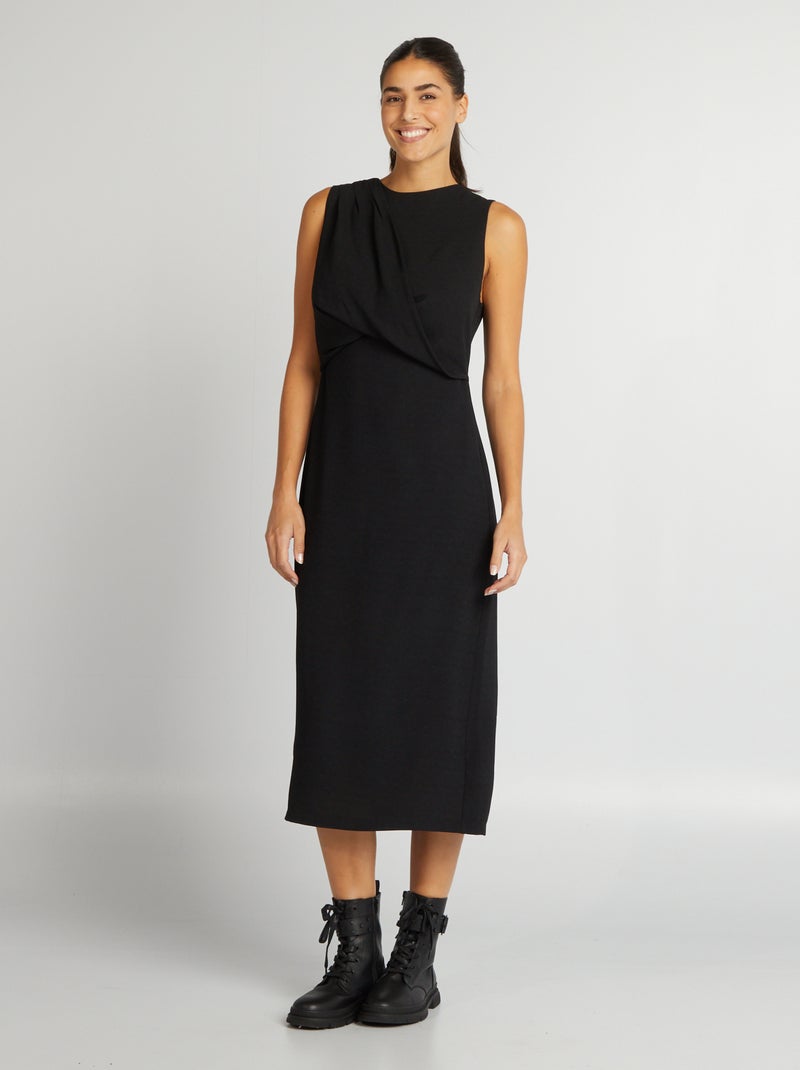 Halflange, mouwloze jurk zwart - Kiabi