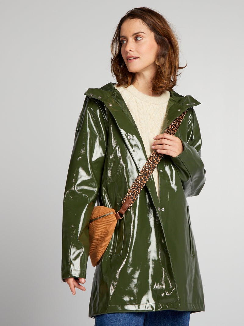Halflange parka van vinyl GROEN - Kiabi