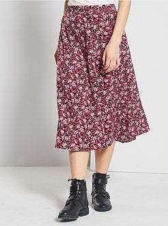 Damesmode maat 34-48 - Halflange rok met bloemenprint - Kiabi