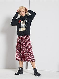 Damesmode maat 34-48 - Halflange rok met bloemenprint - Kiabi