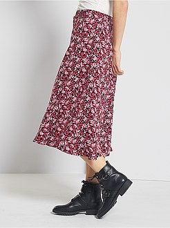 Damesmode maat 34-48 - Halflange rok met bloemenprint - Kiabi