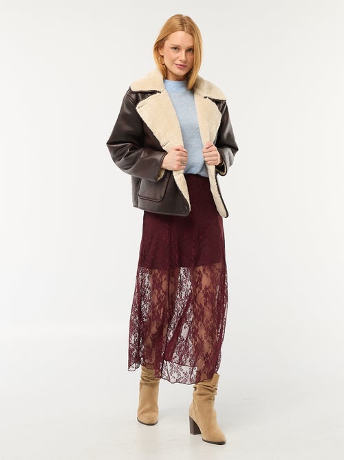 Halflange rok met kant - Kiabi