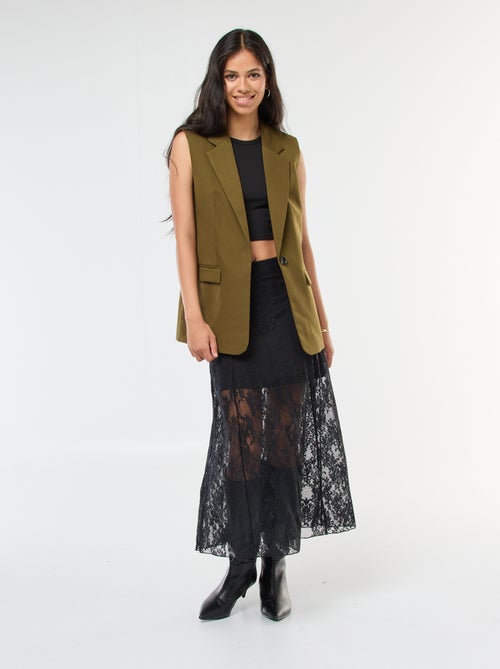 Halflange rok met kant - Kiabi