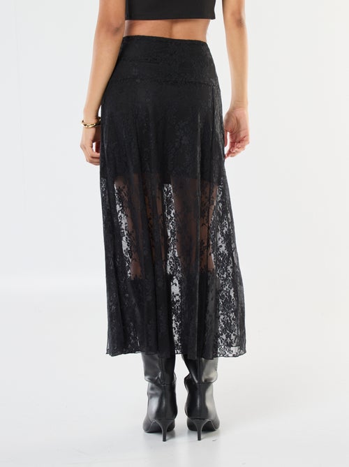 Halflange rok met kant - Kiabi