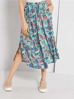 Damesmode maat 34-48 - Halflange rok met print - Kiabi