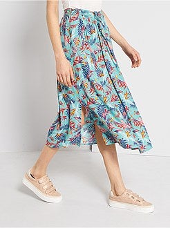 Damesmode maat 34-48 - Halflange rok met print - Kiabi
