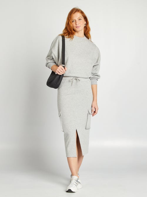 Halflange rok met zakjes in joggingmodel - Kiabi