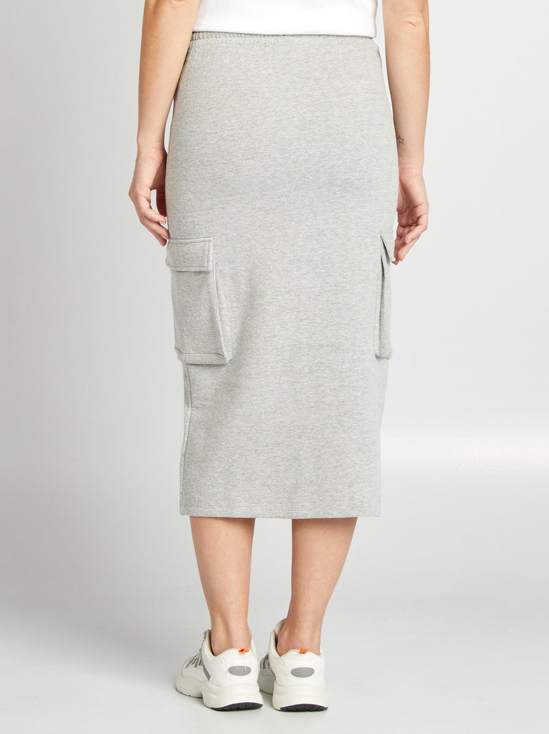 Halflange rok met zakjes in joggingmodel GRIJS - Kiabi