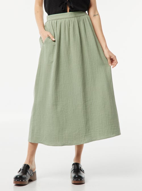 Halflange rok van lichte, losgeweven katoen - Kiabi