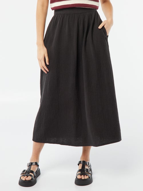 Halflange rok van lichte, losgeweven katoen - Kiabi