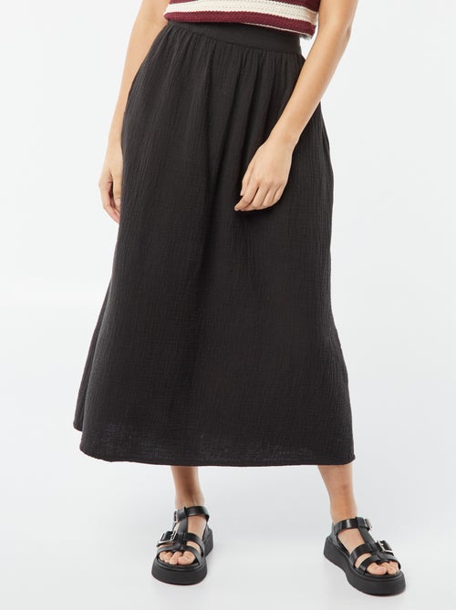 Halflange rok van lichte, losgeweven katoen - Kiabi