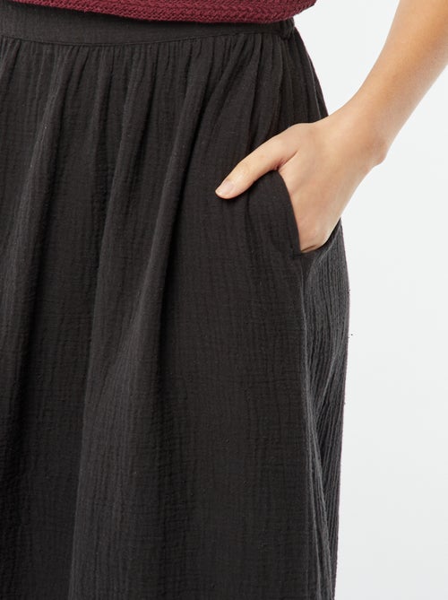 Halflange rok van lichte, losgeweven katoen - Kiabi