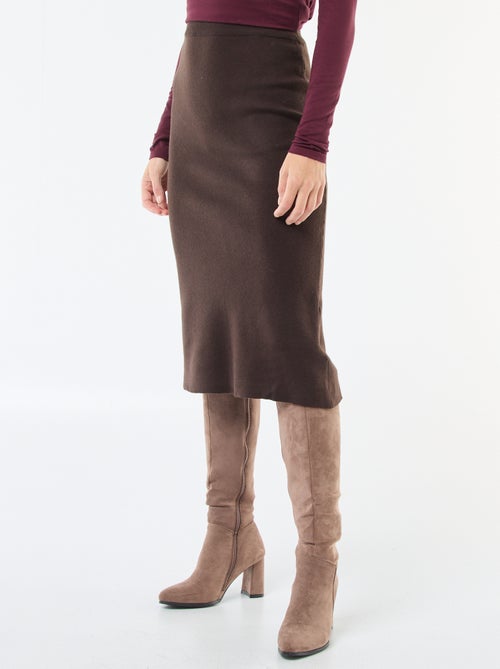 Halflange rok van ottoman-stof - Kiabi