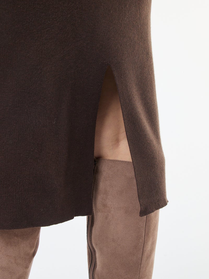 Halflange rok van ottoman-stof bruin - Kiabi