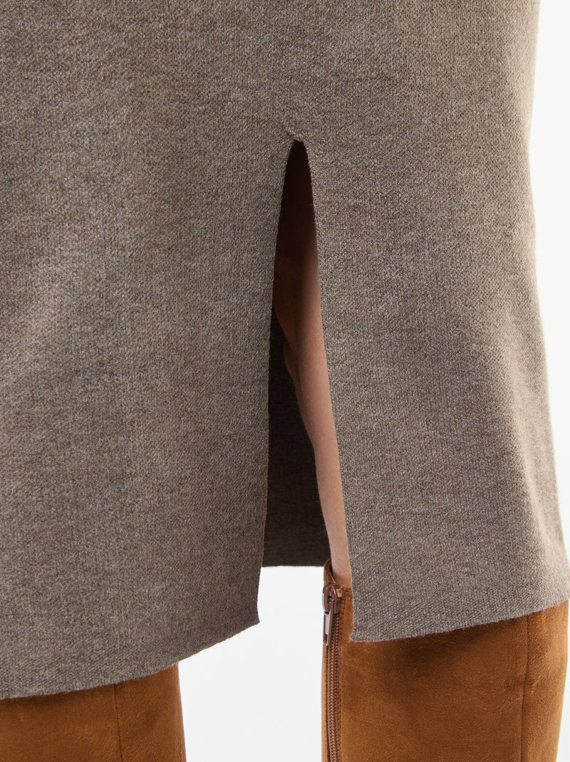 Halflange rok van ottoman-stof Bruin - Kiabi