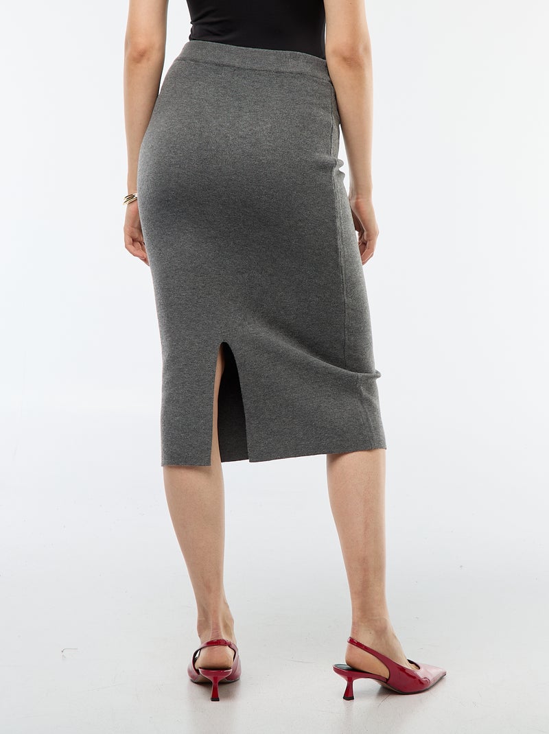 Halflange rok van ottoman-stof Grijs - Kiabi