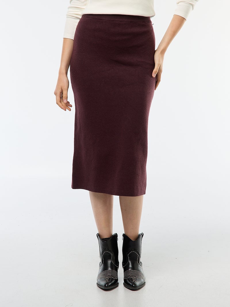 Halflange rok van ottoman-stof Paars - Kiabi