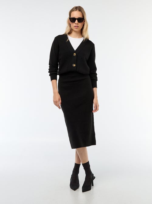 Halflange rok van ottoman-stof - Kiabi