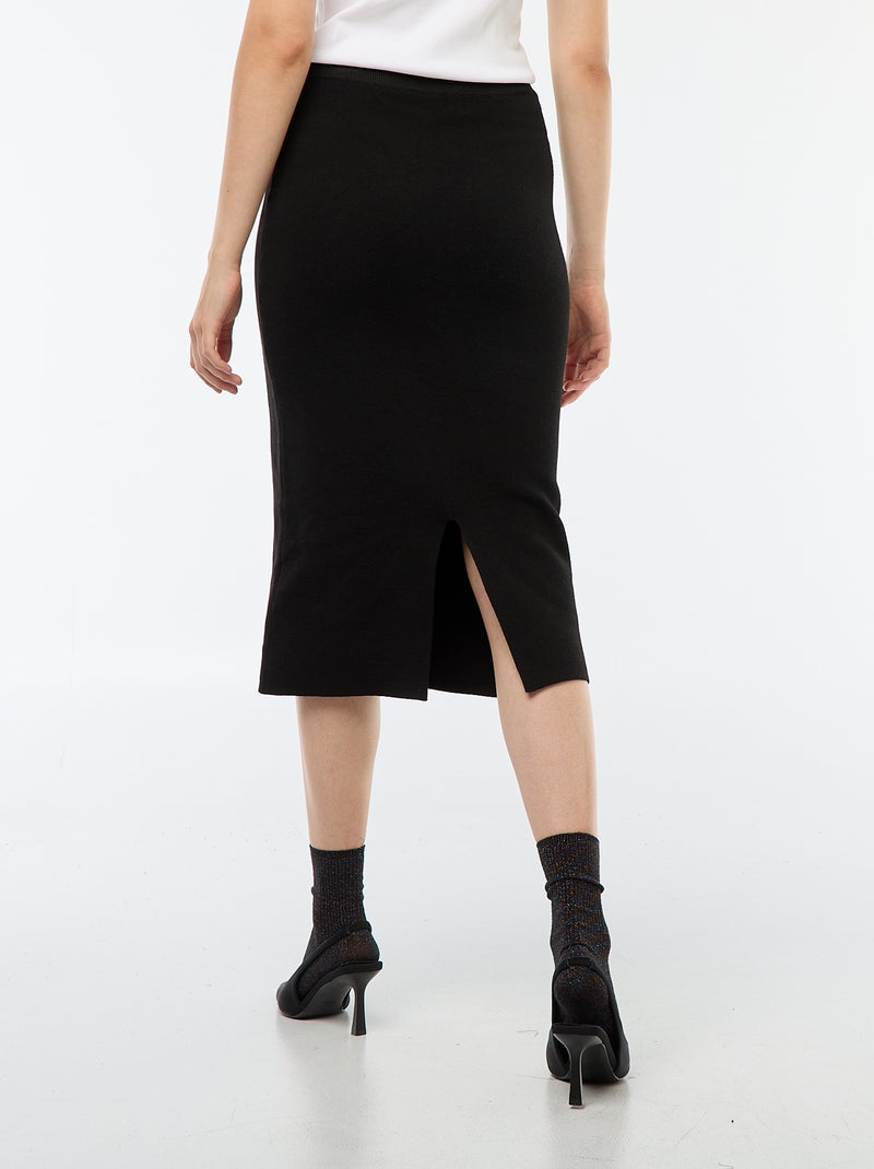 Halflange rok van ottoman-stof zwart - Kiabi