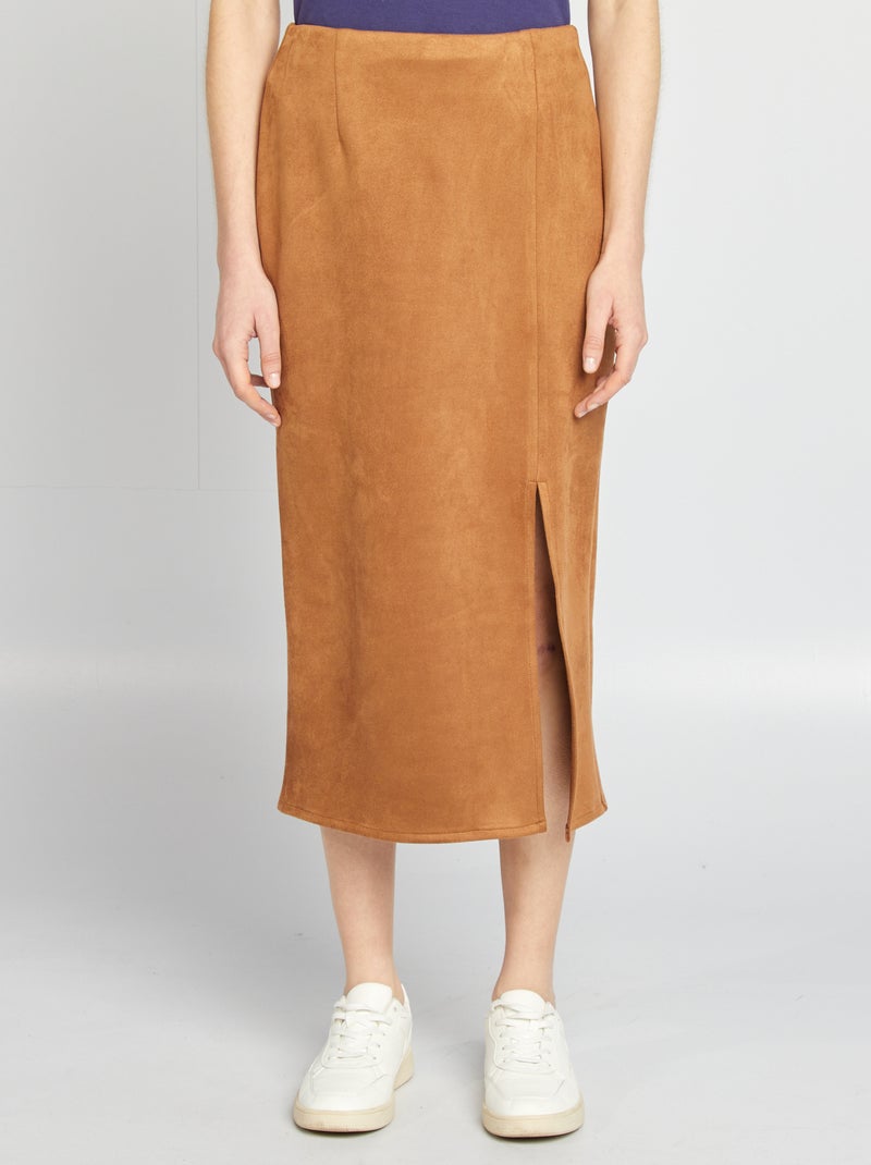 Halflange rok van suèdine BRUIN - Kiabi