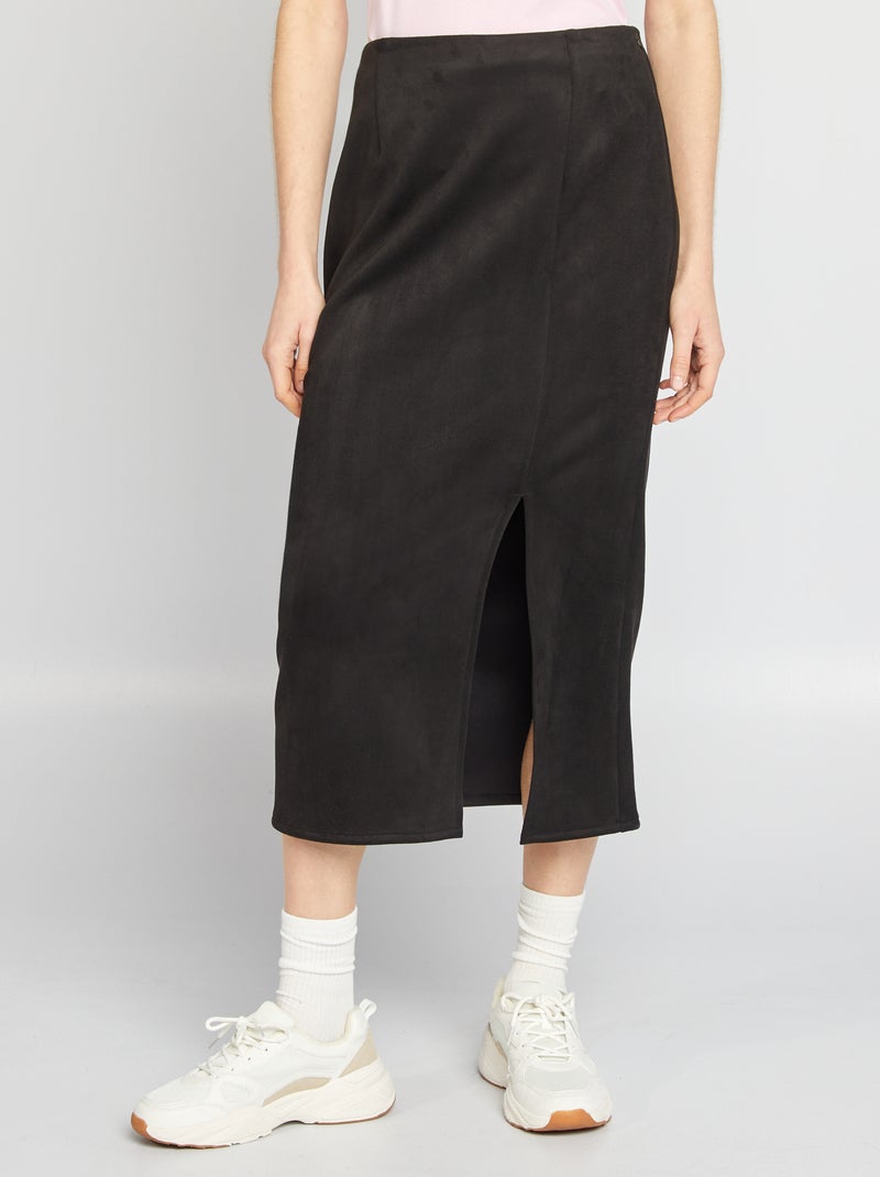 Halflange rok van suèdine zwart - Kiabi