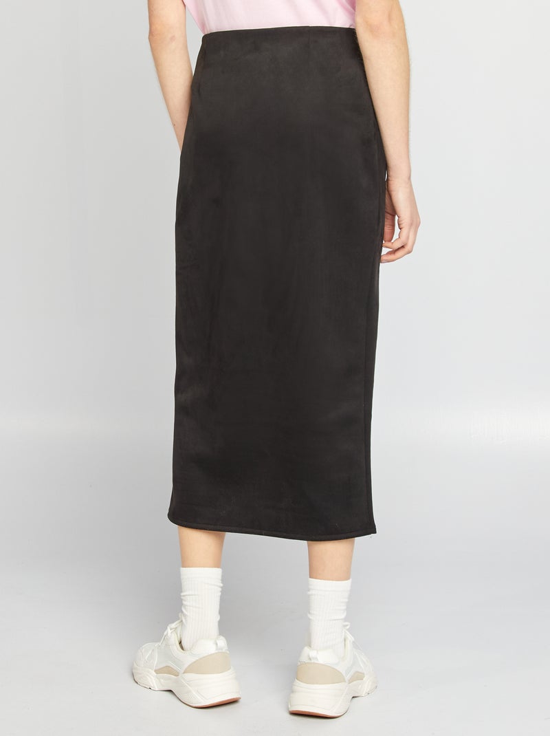 Halflange rok van suèdine zwart - Kiabi