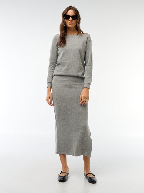 Halflange rok van zacht tricot - Kiabi