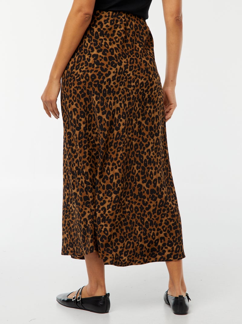 Halflange, satijnen rok BRUIN - Kiabi