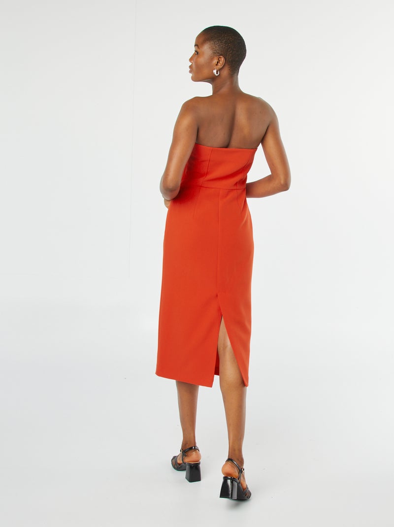 Halflange strapless jurk ROOD - Kiabi