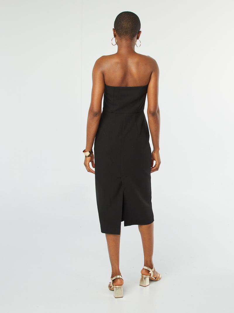 Halflange strapless jurk zwart - Kiabi