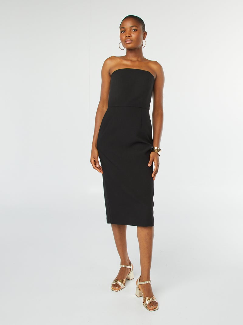 Halflange strapless jurk zwart - Kiabi