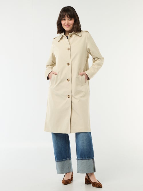 Halflange trenchcoat met puntkraag - Kiabi