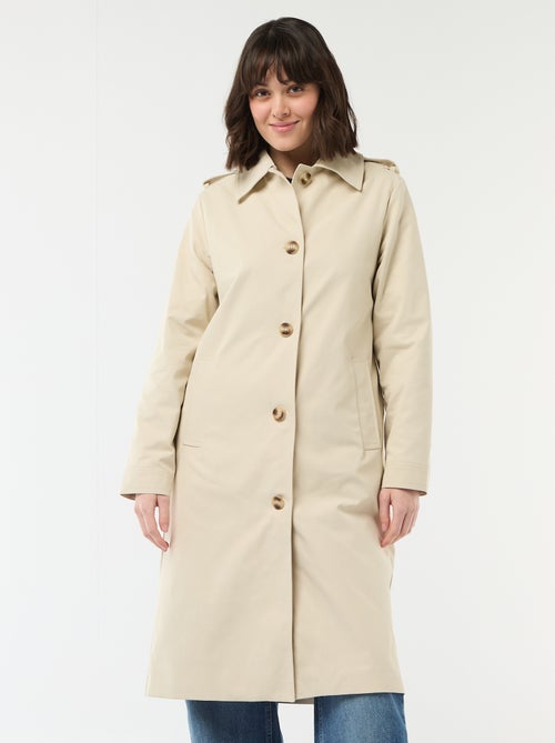 Halflange trenchcoat met puntkraag - Kiabi