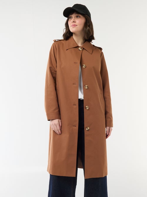Halflange trenchcoat met puntkraag - Kiabi