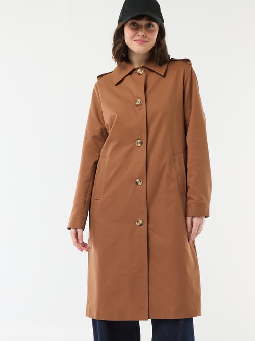 Halflange trenchcoat met puntkraag - Kiabi