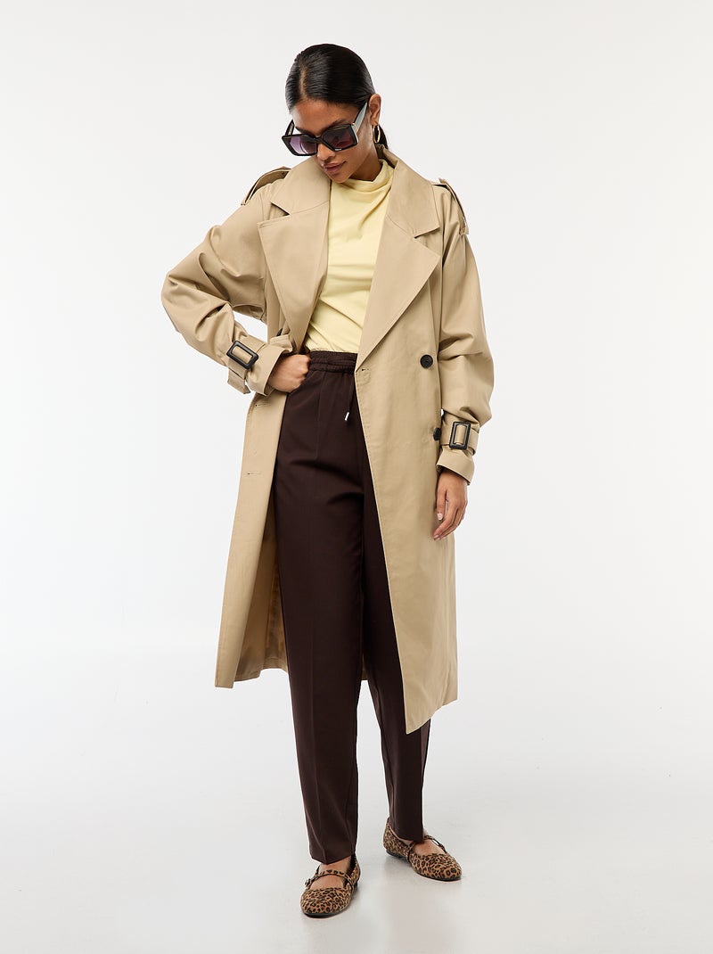 Halflange trenchcoat van dunne stof Biege - Kiabi