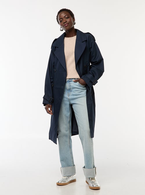 Halflange trenchcoat van dunne stof - Kiabi