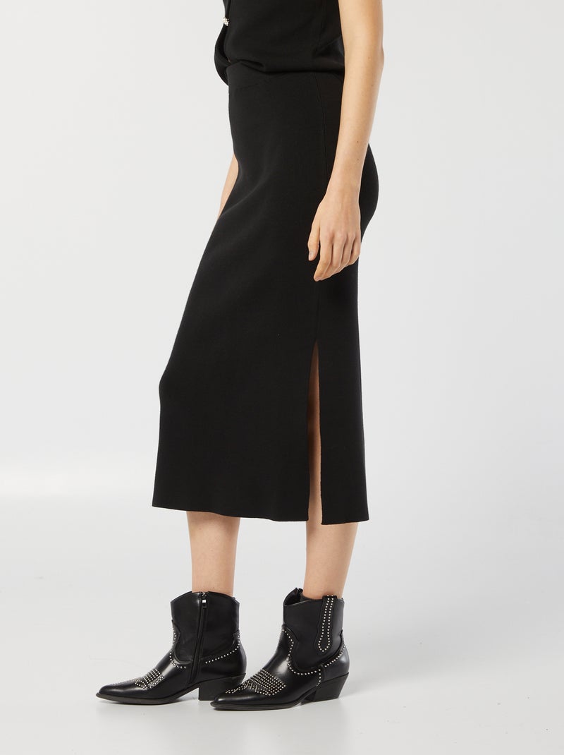 Halflange tricotrok zwart - Kiabi