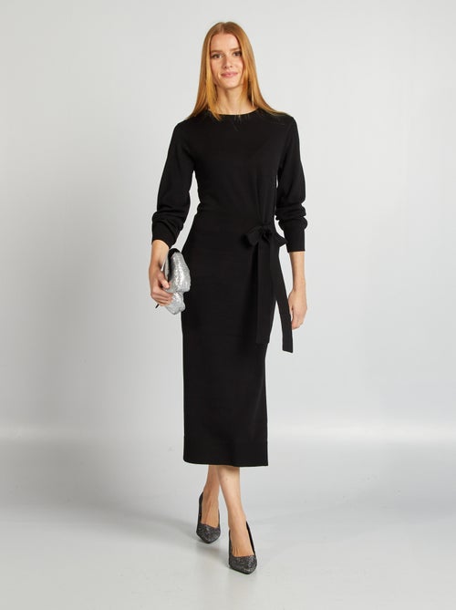 Halflange trui-jurk met riem - Kiabi