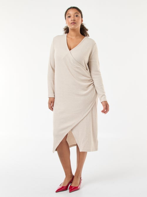 Halflange wikkeljurk van jersey - Kiabi