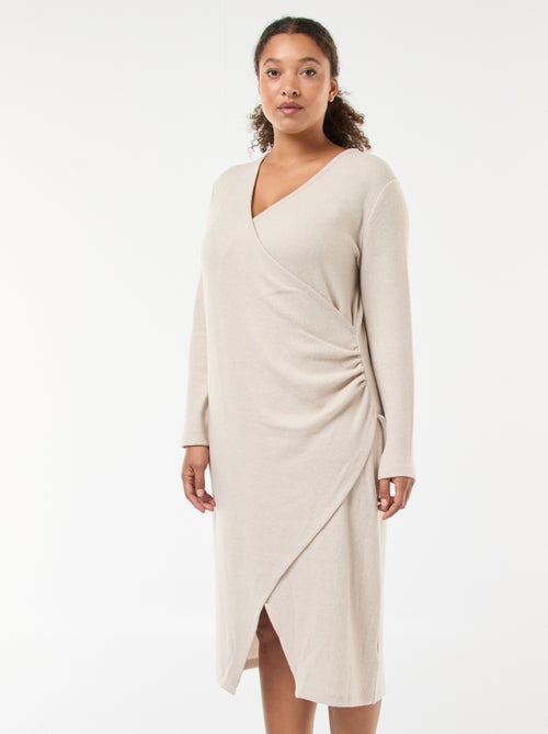 Halflange wikkeljurk van jersey - Kiabi