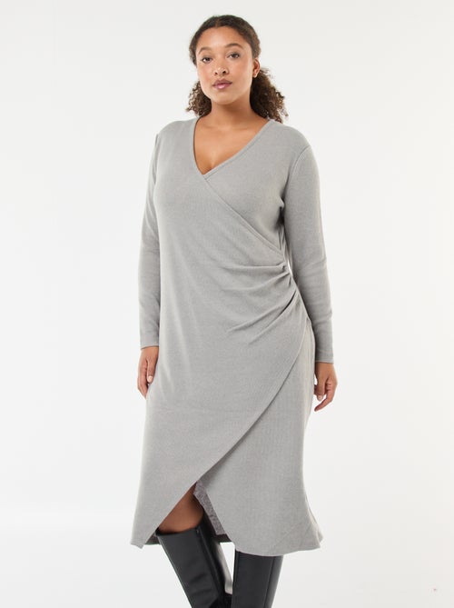 Halflange wikkeljurk van jersey - Kiabi