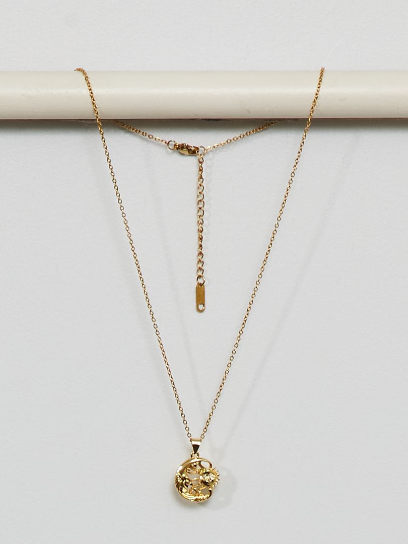 Halsketting met rond hangertje goudkleur - Kiabi
